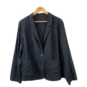 EILEEN FISHER Organic Linen 2 Button Blazer with Patch Pockets